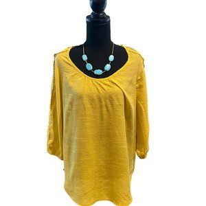 Yellow Tunic with Lace Cut Sleeves